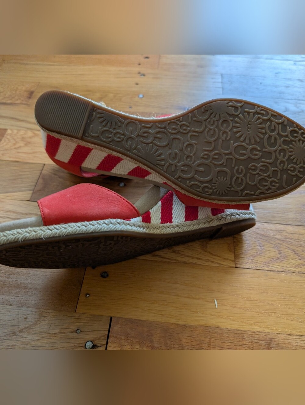 UGG Red Stripe Espadrille Wedge Sandals - Picture 7 of 8